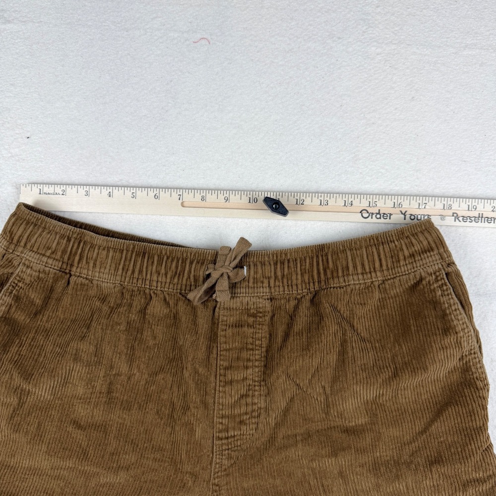 Original Use Mens Brown Corduroy Carpenter Shorts Elastic Waist Drawstring Large - Picture 2 of 6